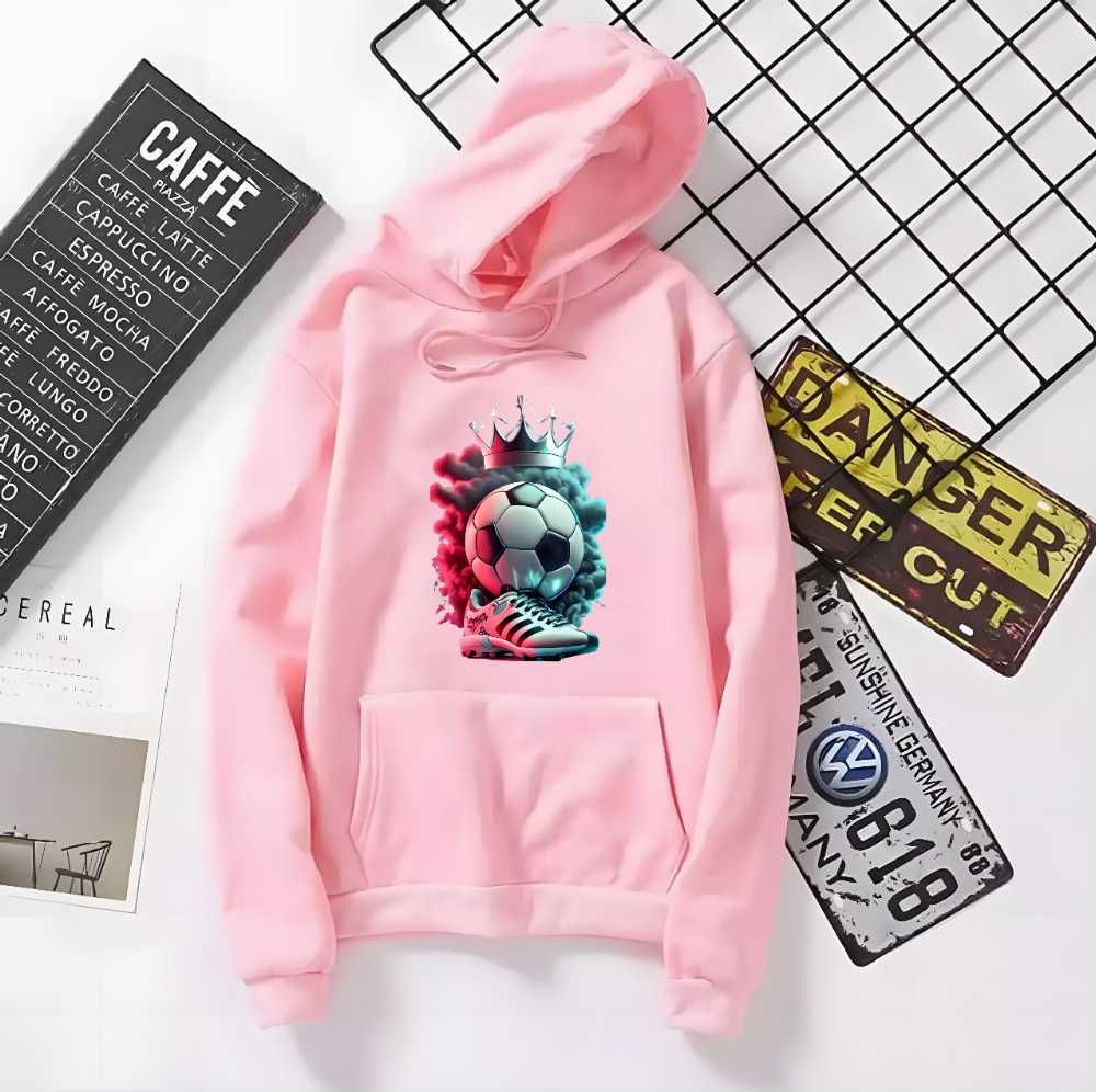 Football Print Hoodie for Men and Women with Kangaroo Pocket
