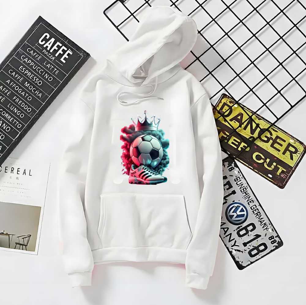 Football Print Hoodie for Men and Women with Kangaroo Pocket