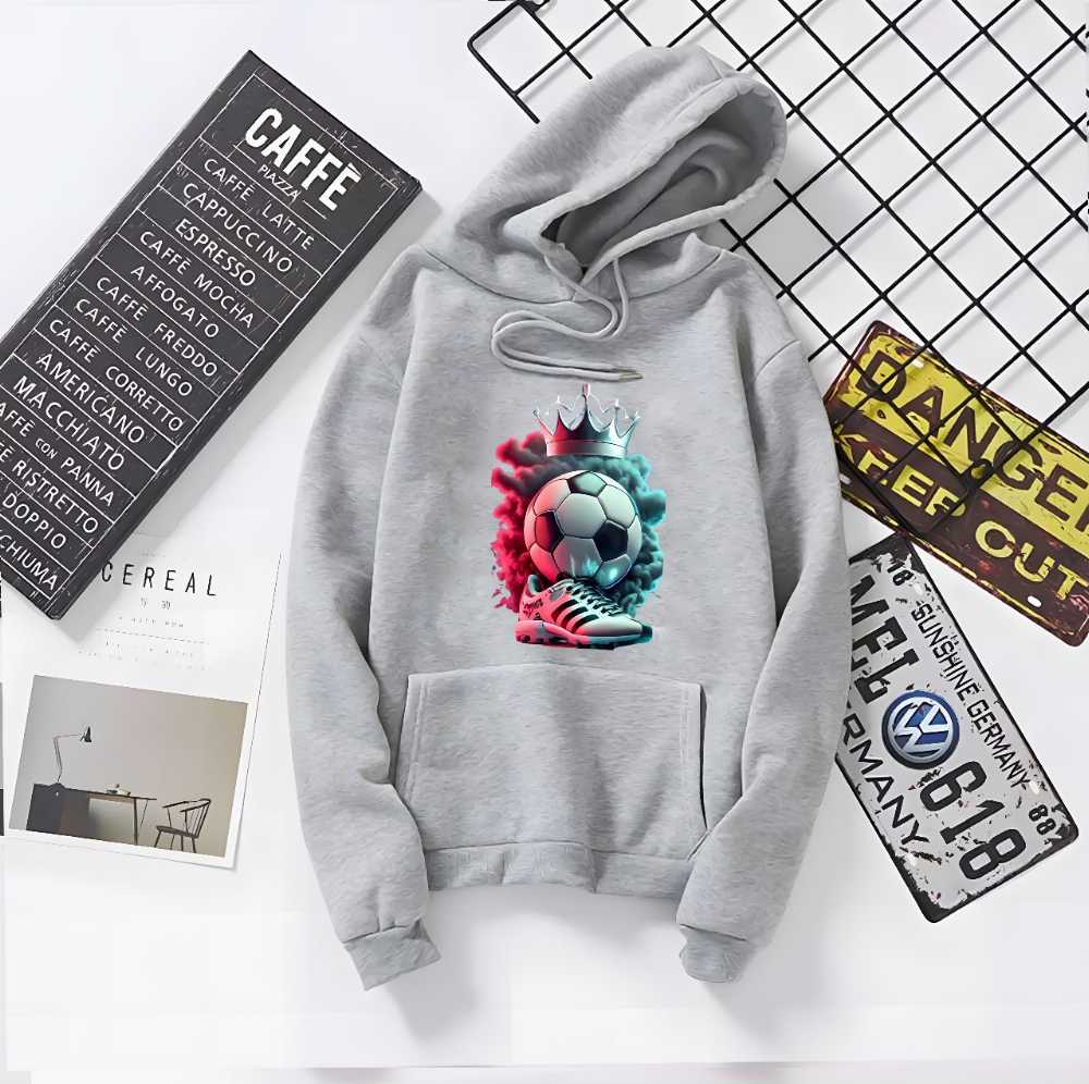 Football Print Hoodie for Men and Women with Kangaroo Pocket