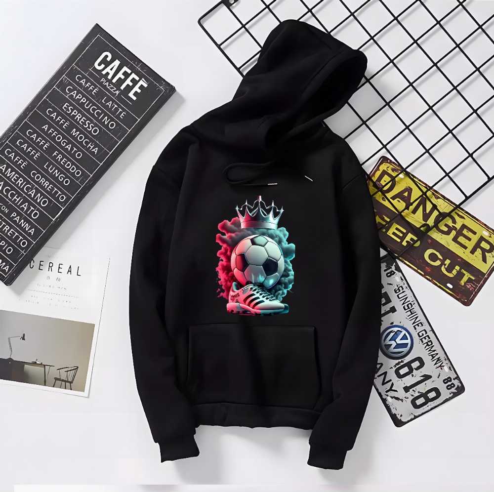 Football Print Hoodie for Men and Women with Kangaroo Pocket
