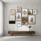 10Pcs Islamic Calligraphy Photo Tiles – 10 Piece Set with Double Tape, Small 5x7 & Large 8x11 Frames