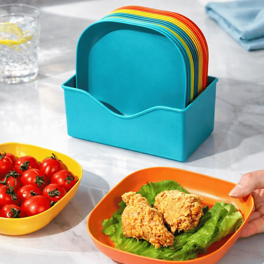 10 Plate with Stand Food Grade Plate Plastic Multi Function