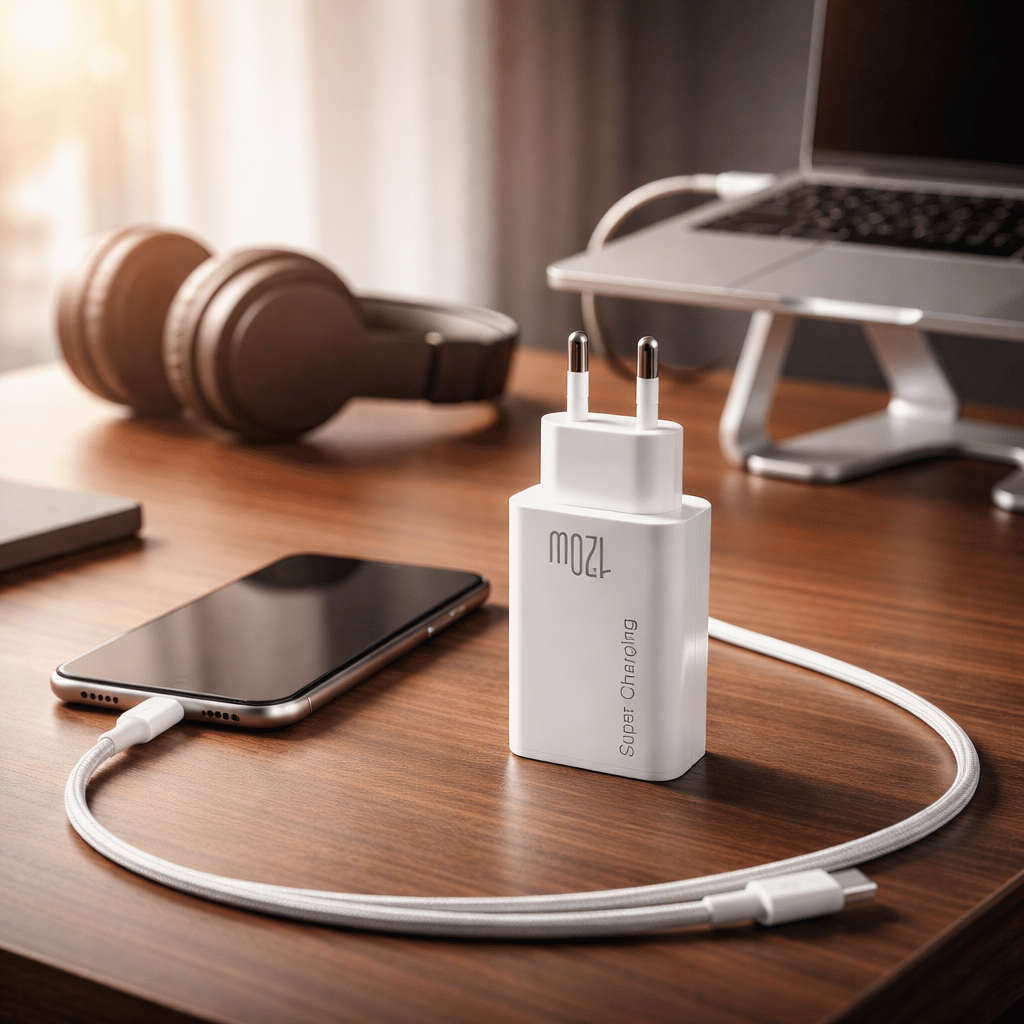 120 W Super Fast Charger Only Adapter Providing Quick Charging Speed (Without Box and Cable)