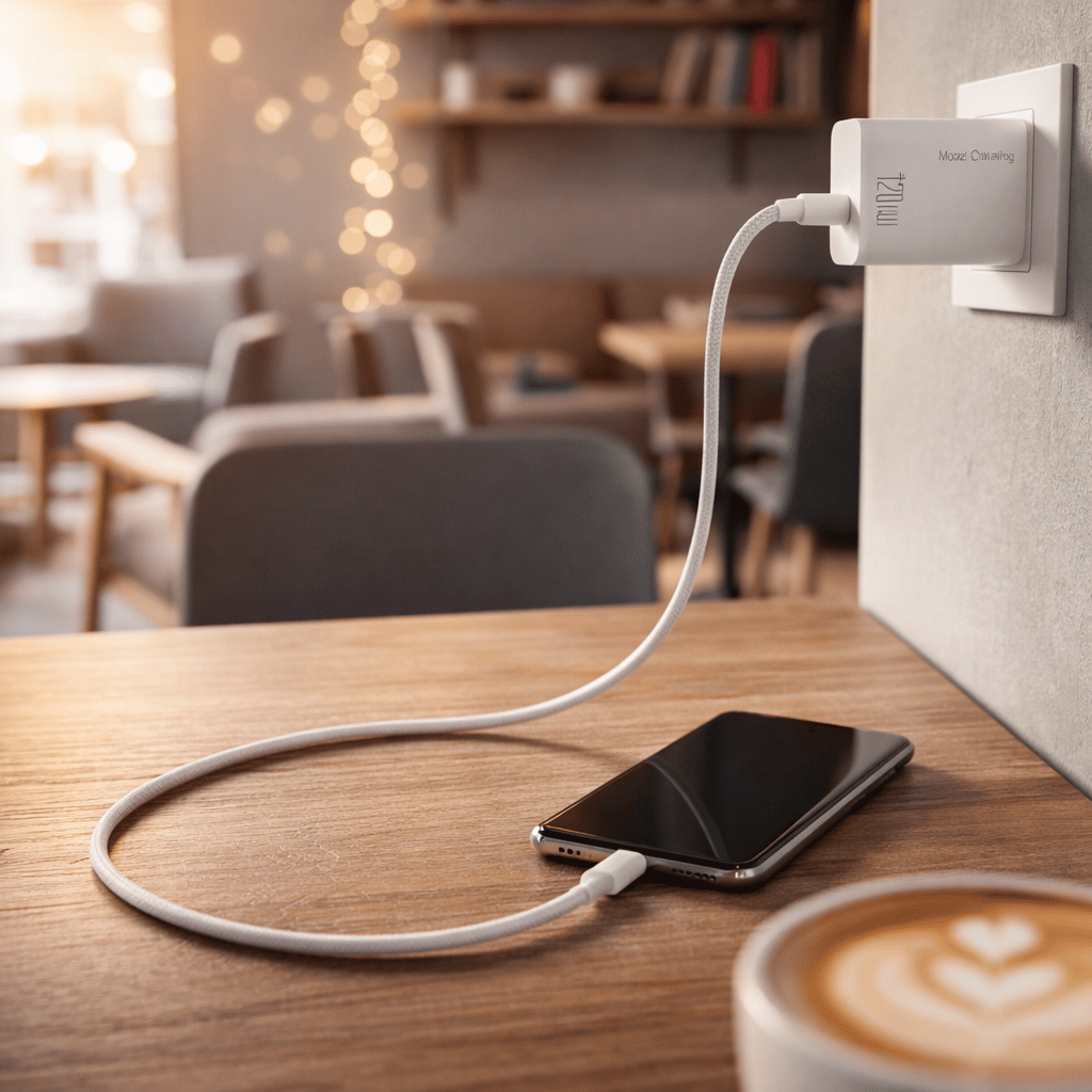 120 W Super Fast Charger Only Adapter Providing Quick Charging Speed (Without Box and Cable)