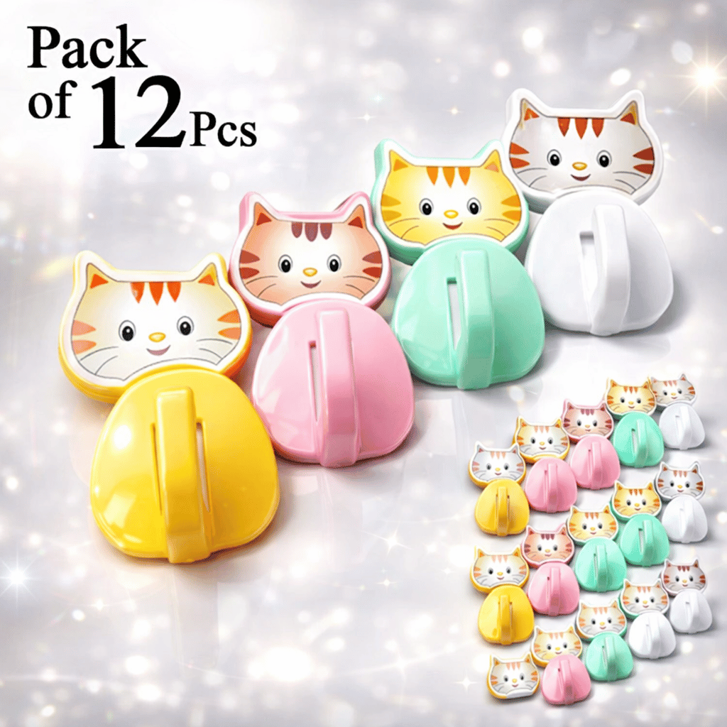 12 Pcs Cat Wall Hooks for Keys Home Organization (Random Colors)