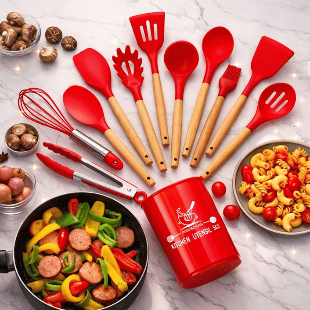 12 Pcs Silicone Cooking Utensils Kitchen Set (Random Color)