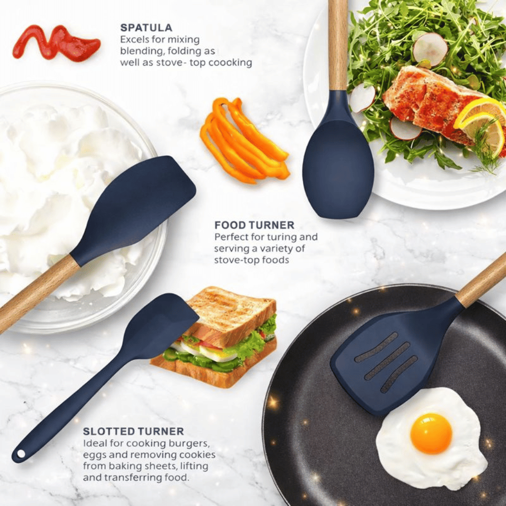 12 Pcs Silicone Cooking Utensils Kitchen Set (Random Color)