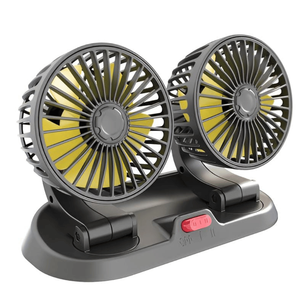 12v Car Dashboard Cooling Fan, Dual Head Fan 360 Degree Rotation Fan for Cars