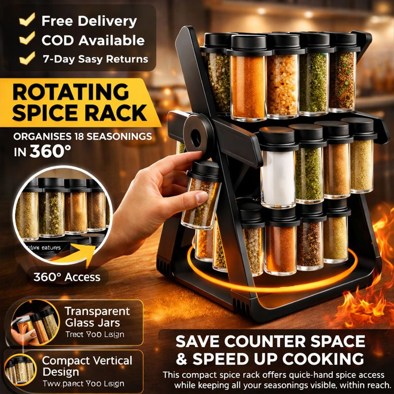 18 Empty Jar Spice Rack – Revolving Kitchen Organizer