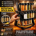 18 Empty Jar Spice Rack – Revolving Kitchen Organizer