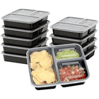 1Pc SimpleHouseware 3 Compartment Food Grade Meal Prep Storage Container Boxes