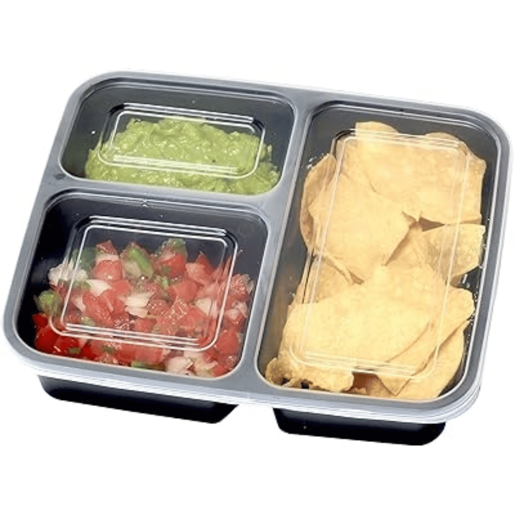1Pc SimpleHouseware 3 Compartment Food Grade Meal Prep Storage Container Boxes