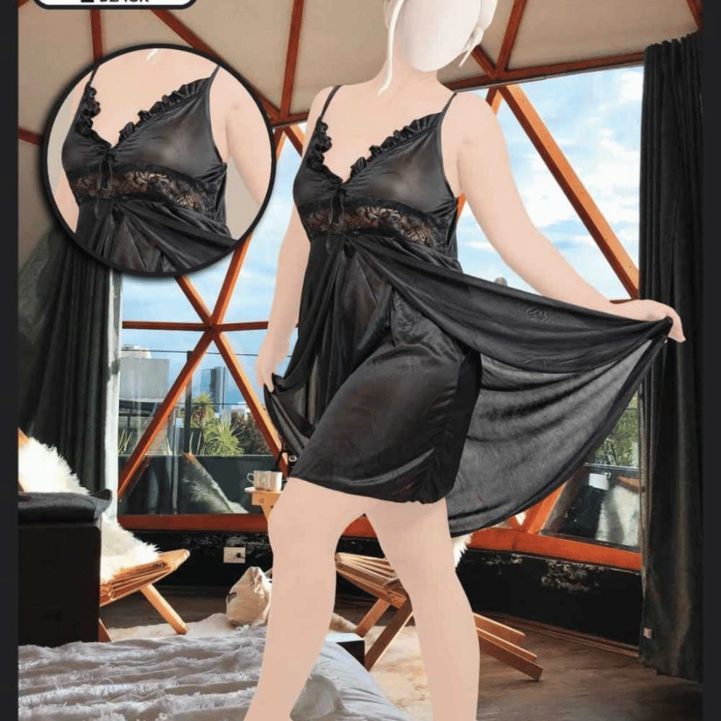 1 Pcs Imported Satin Lace Nightwear for Women – Luxury Sleepwear Dress
