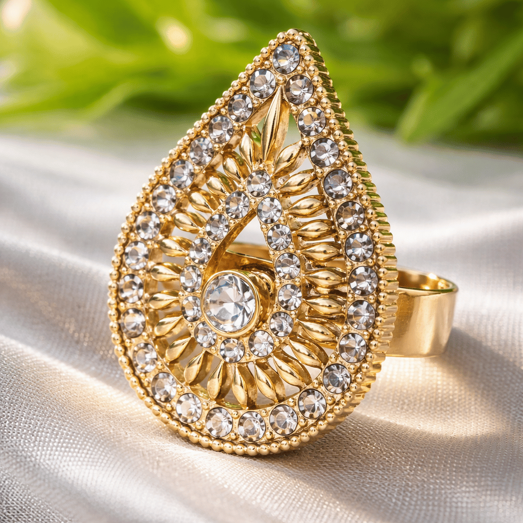 1 Piece Import Radiant Teardrop Crystal Embellished Ring