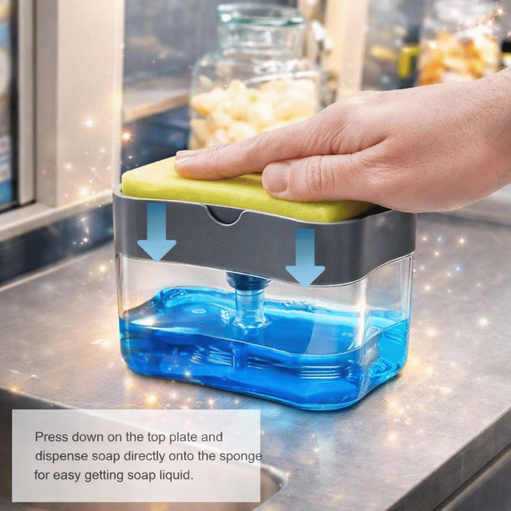 2-in-1 Kitchen Soap Pump Holder Sponge Dispenser
