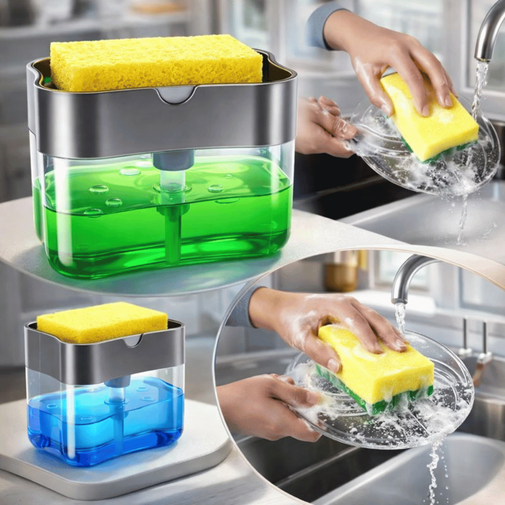 2-in-1 Kitchen Soap Pump Holder Sponge Dispenser