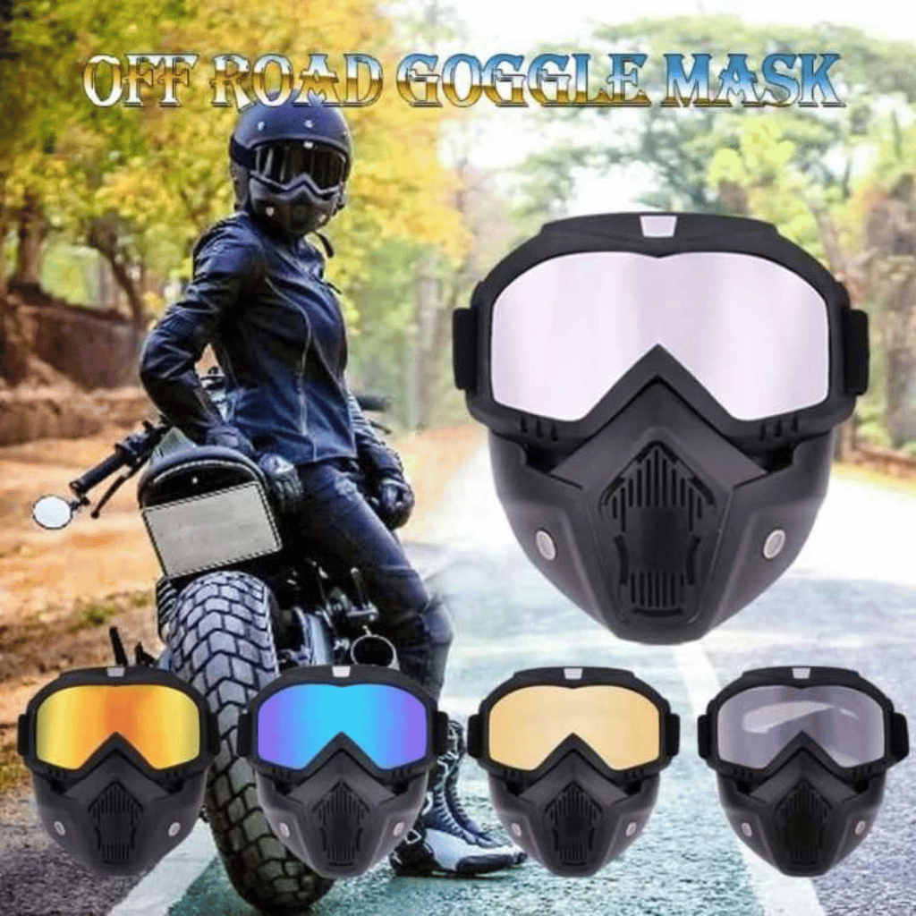 2 In 1 Motorcycle Bike Detachable Helmet Goggles Mask Blue Mercury