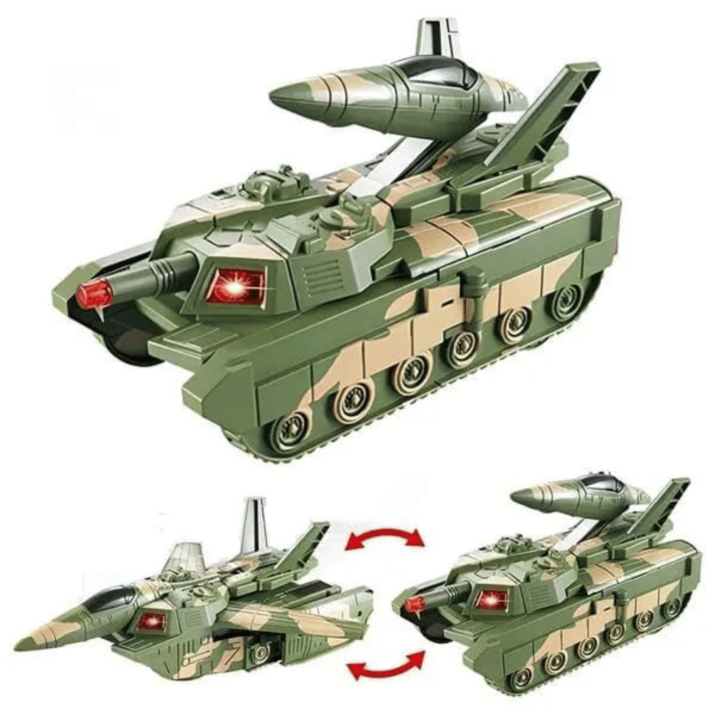 2‑in‑1 Military Aircraft & Tank Toy | Transformable Fighter Jet & Tank (Random colour)