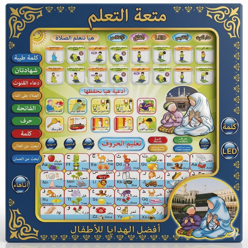 2 in 1 Arabic & English Learning Tablet for kids Multi Color