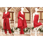 3-Piece Silk Nightwear Set for Women Comfortable Nighty Set Free Size Elegant Sleepwear