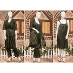 3-Piece Silk Nightwear Set for Women Comfortable Nighty Set Free Size Elegant Sleepwear