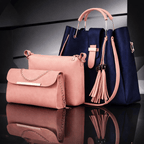 3-Piece Women’s Handbag Set – Stylish Tote Bag with Shoulder Pouch & Chain Clutch (Randam Color)