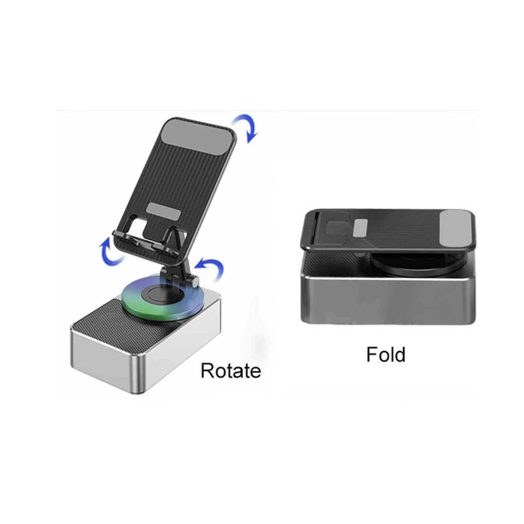3-in-1 Rotating Foldable Mobile Phone Stand with Built in Bluetooth Speaker