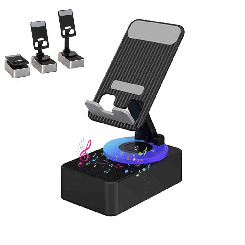 3-in-1 Rotating Foldable Mobile Phone Stand with Built in Bluetooth Speaker