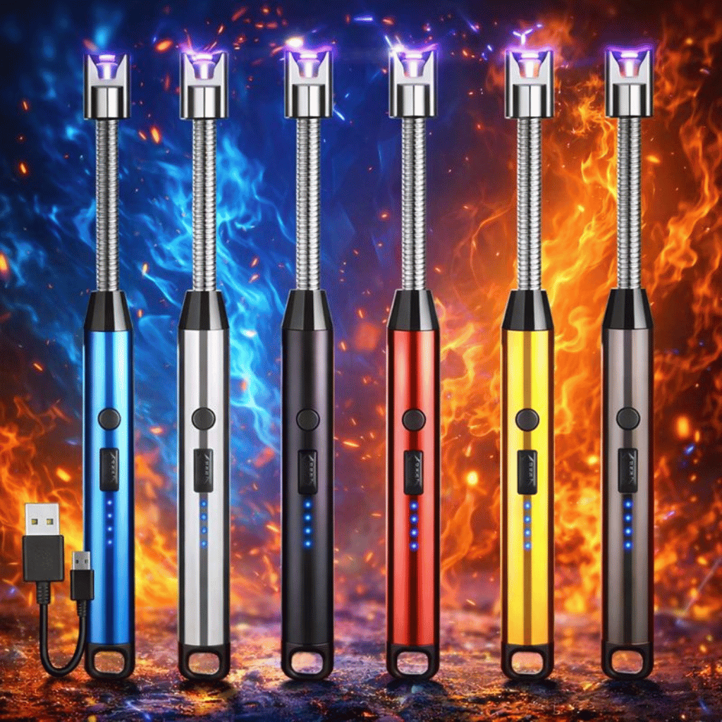 360° Outdoor Kitchen Lighter – USB Rechargeable Electronic Arc Lighter  (Random Colors)