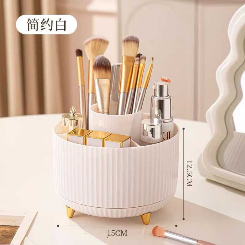 360° Rotating Makeup Brush Holder – Dust-Proof Organizer with Transparent Lid