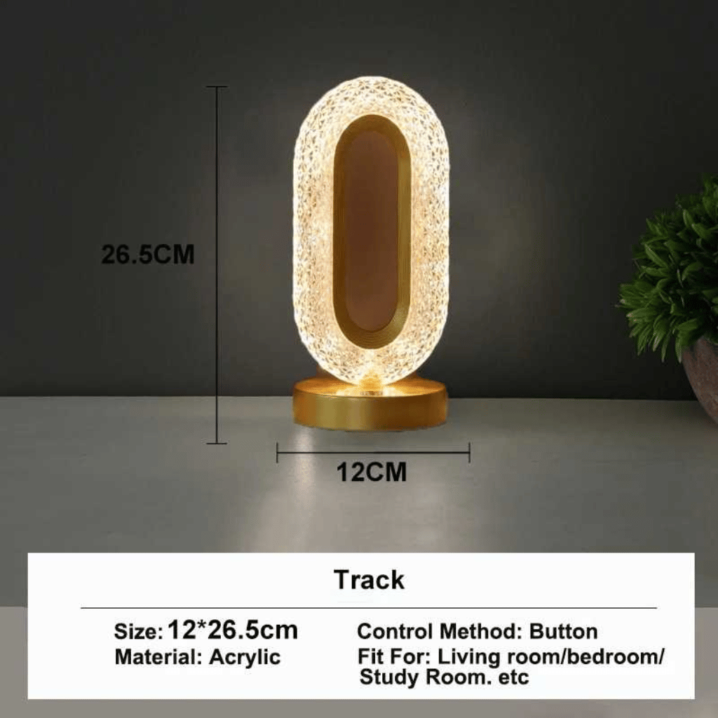 3D Oval Crystal Table Lamp Office USB Charging Night Light for Bedroom