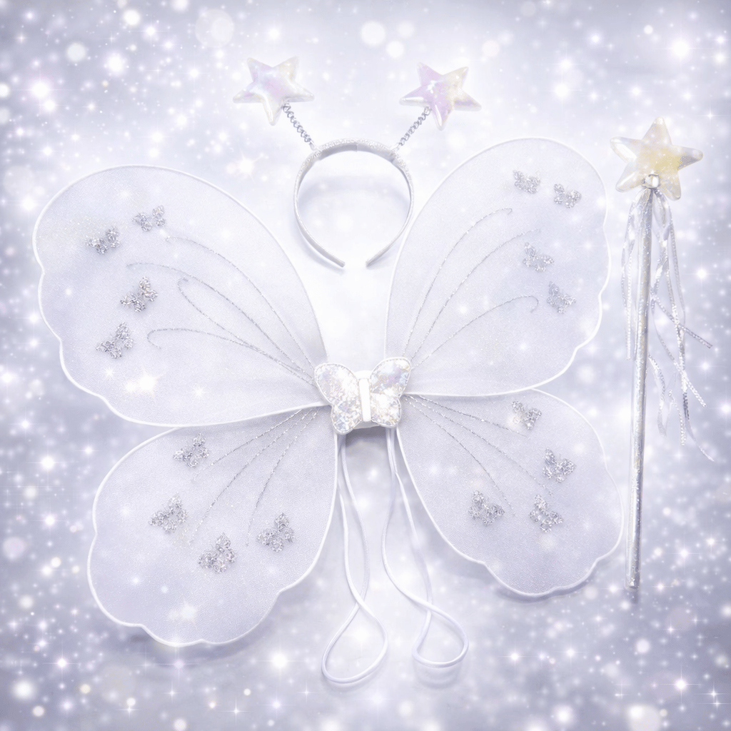 3 Pcs Set Kids Baby Fairy Wings Fashion Butterfly Wings Dress Up Party (Random Color)