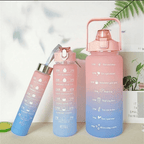 3 Pcs Set Sports Water Bottles with Motivational Time Marker & Leak Proof Flip Top Lid (Random Color)