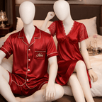 (3 Pcs) Couple Night Suit / Sleepwear Set – Stylish Nightdress & Pajama Shorts