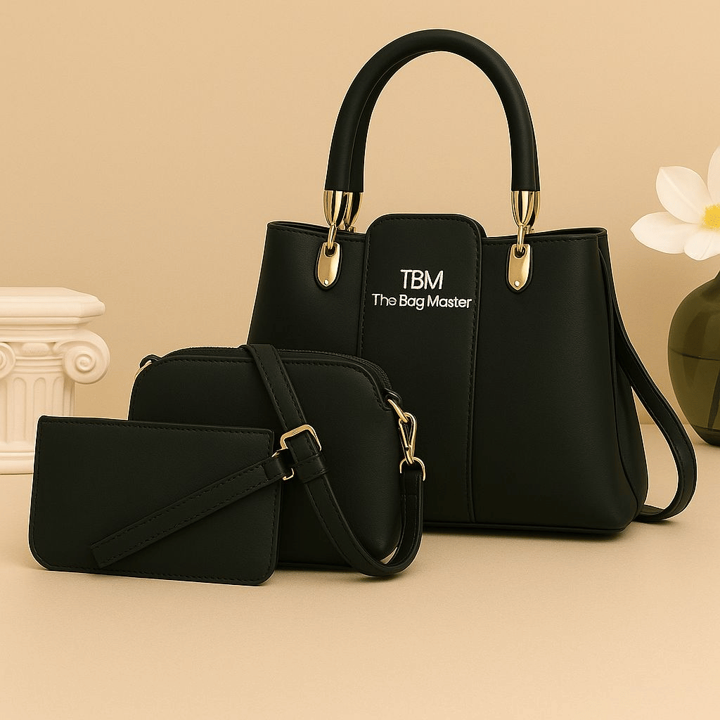 3 Pieces Ladies Handbag Elegant Design Premium Quality Smooth