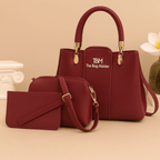 3 Pieces Ladies Handbag Elegant Design Premium Quality Smooth