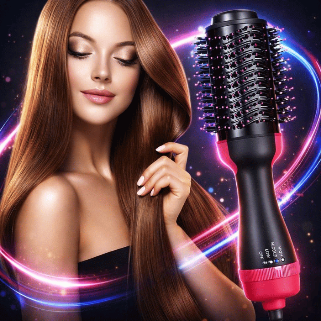 3‑in‑1 Hair Dryer with Comb, Hair Straightener & Curler for Easy Styling