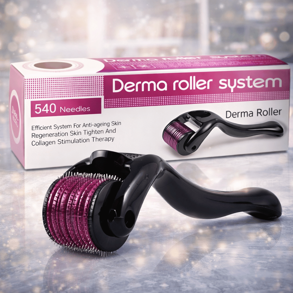 3 in 1 combo deal 1 Derma Roller (0.5mm) , Silicone Scalp Massage Brush , Oil Bottle