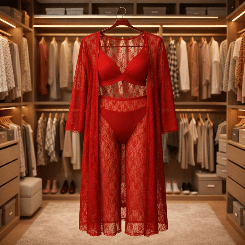 4-Piece Nightwear Set – Stylish Lounge And Sleepwear Including Gown, Bra, Panty, And Trouser  Free-Size