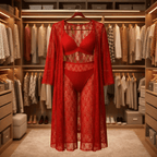 4-Piece Nightwear Set – Stylish Lounge And Sleepwear Including Gown, Bra, Panty, And Trouser  Free-Size