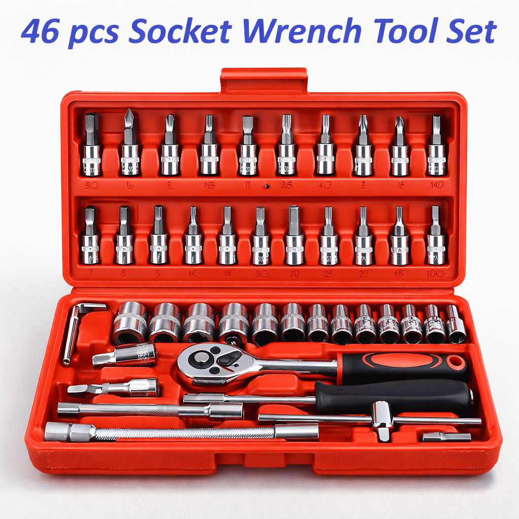 46 Pcs Heavy Duty Auto Repair Tool Set Multipurpose Portable Toolbox