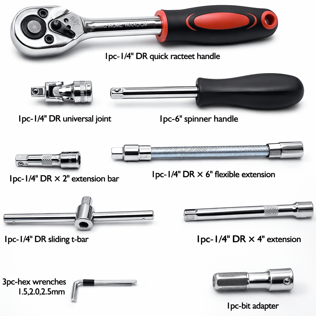 46 Pcs Heavy Duty Auto Repair Tool Set Multipurpose Portable Toolbox