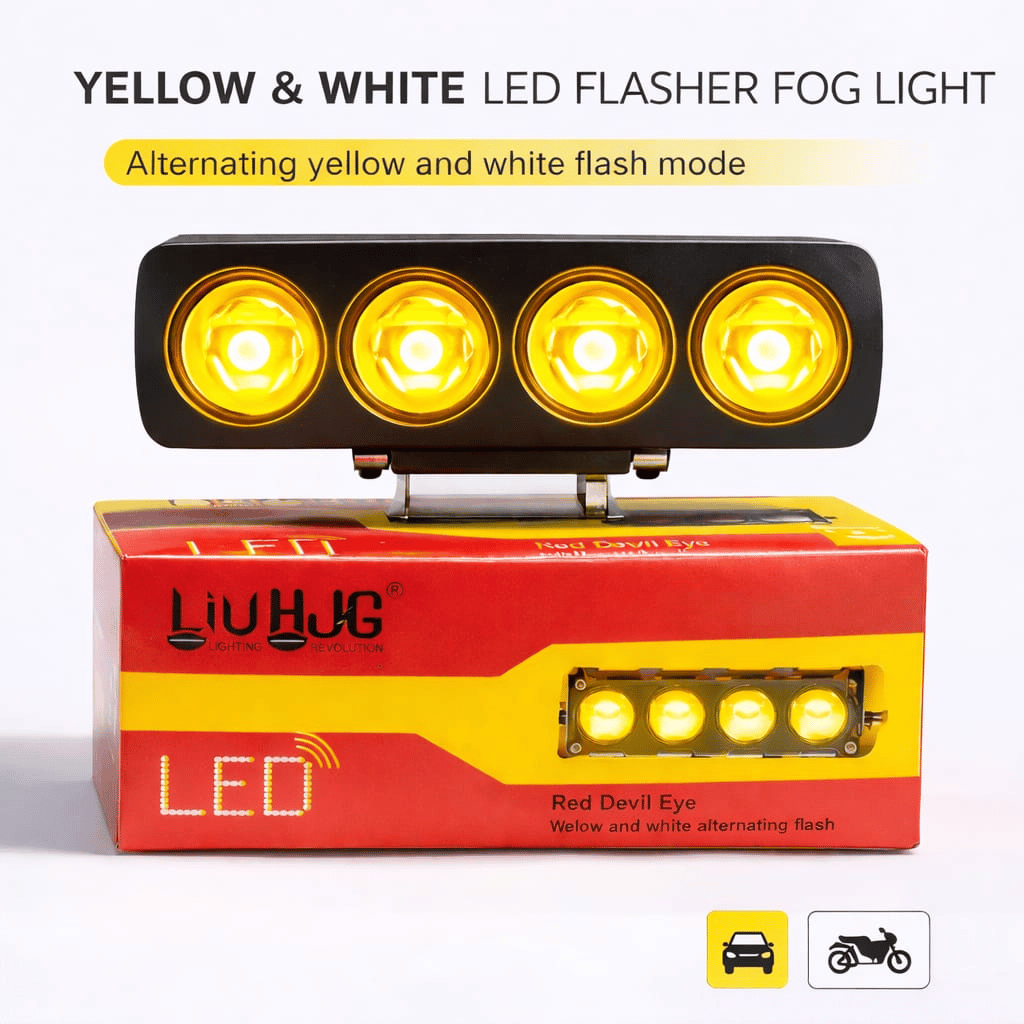4 Lens Flasher Fog Light Dual Color White & Yellow 40W