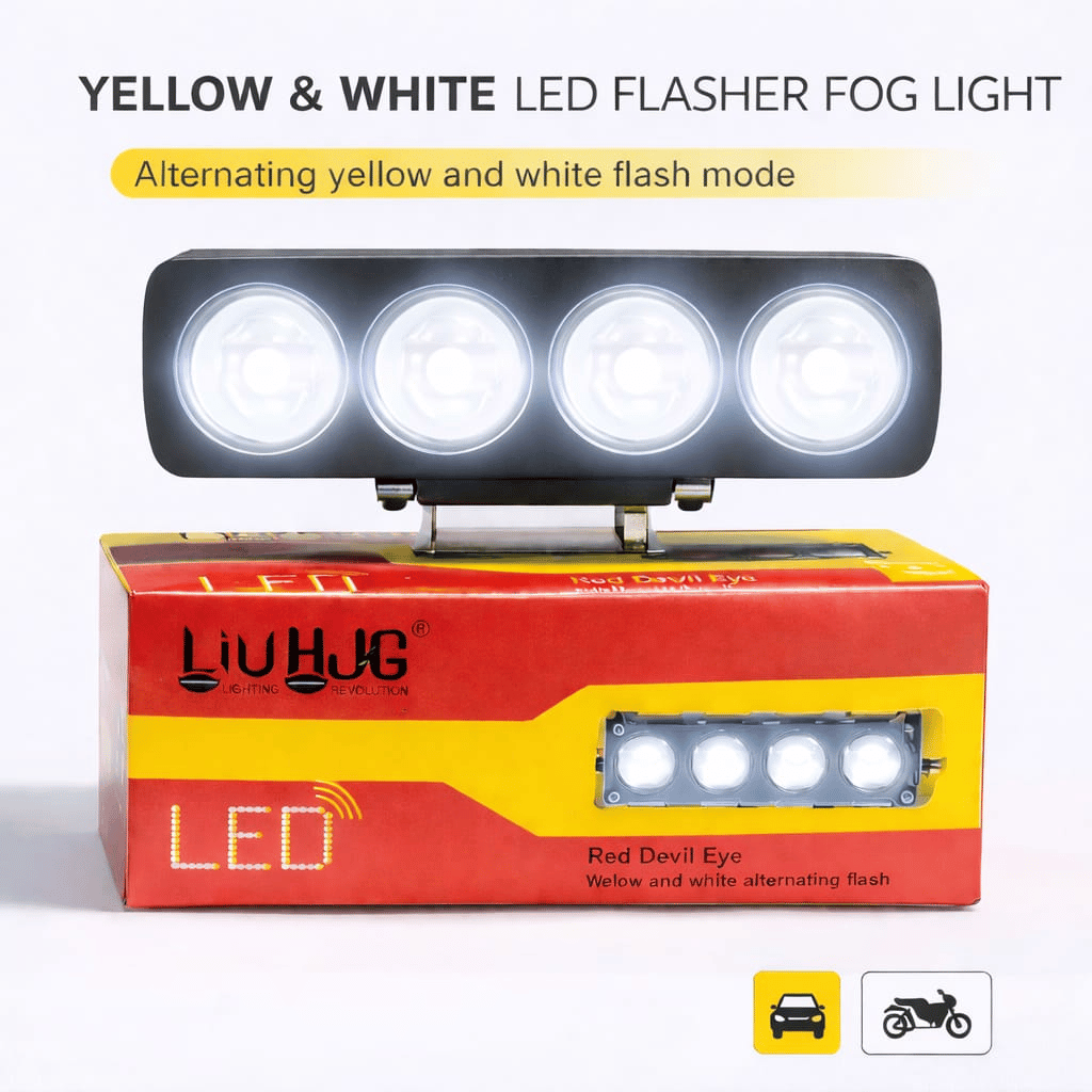 4 Lens Flasher Fog Light Dual Color White & Yellow 40W