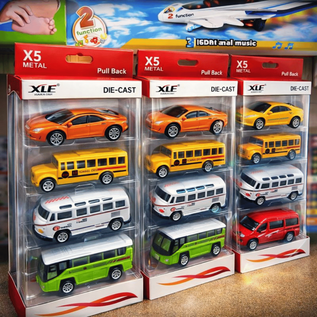 5-Piece Die Cast Metal Car and Bus Set