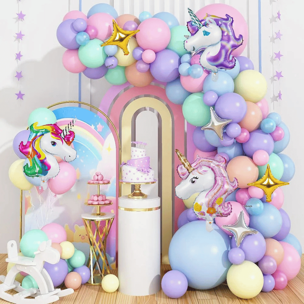 57 Pcs Pastel Unicorn Birthday Decoration Set