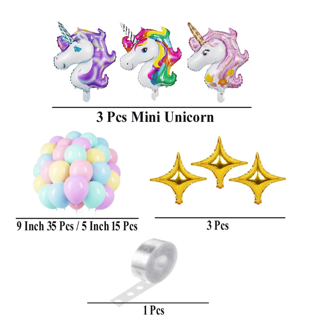 57 Pcs Pastel Unicorn Birthday Decoration Set
