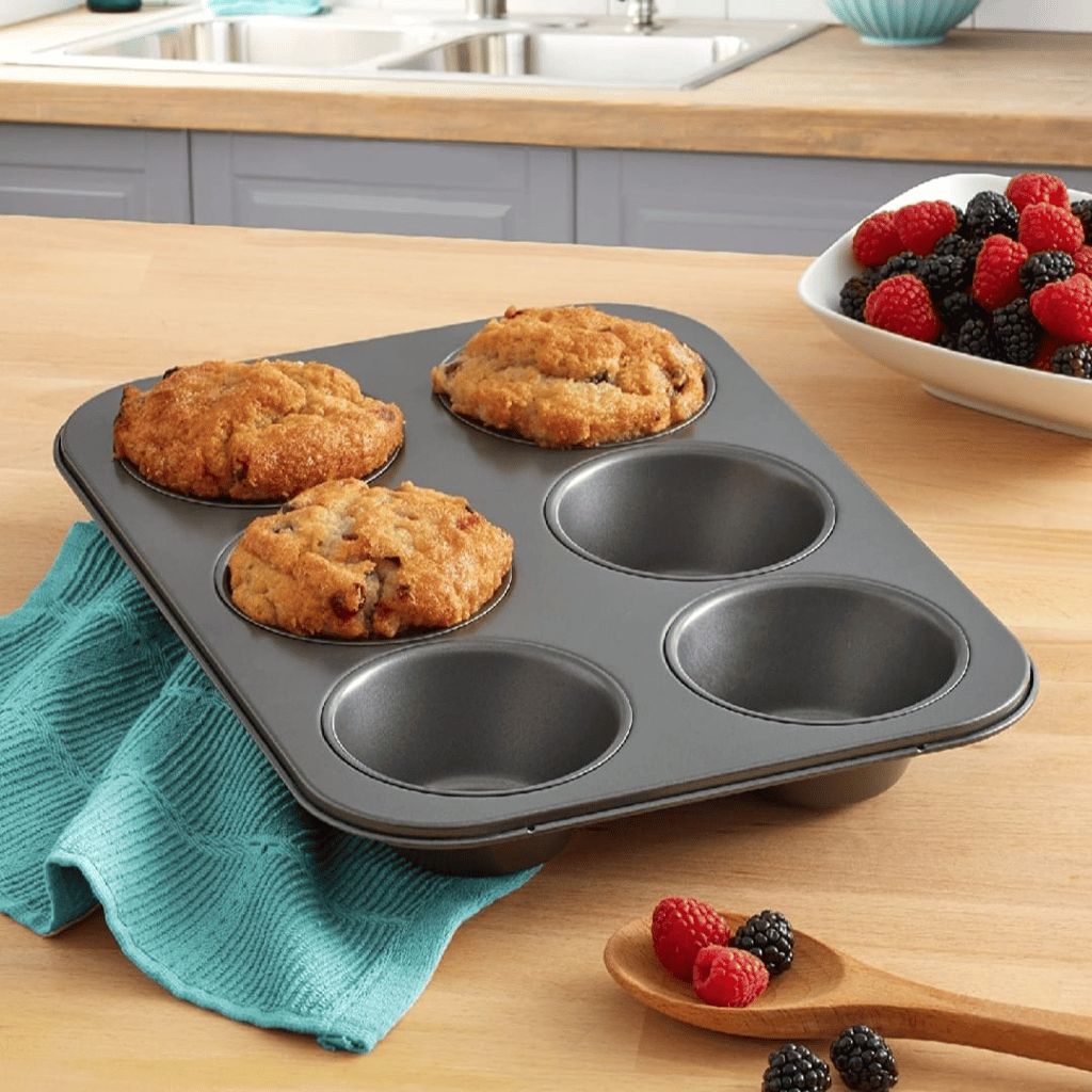 6-Cup Muffin Pan Non Stick Carbon Steel Cupcake Baking Tray