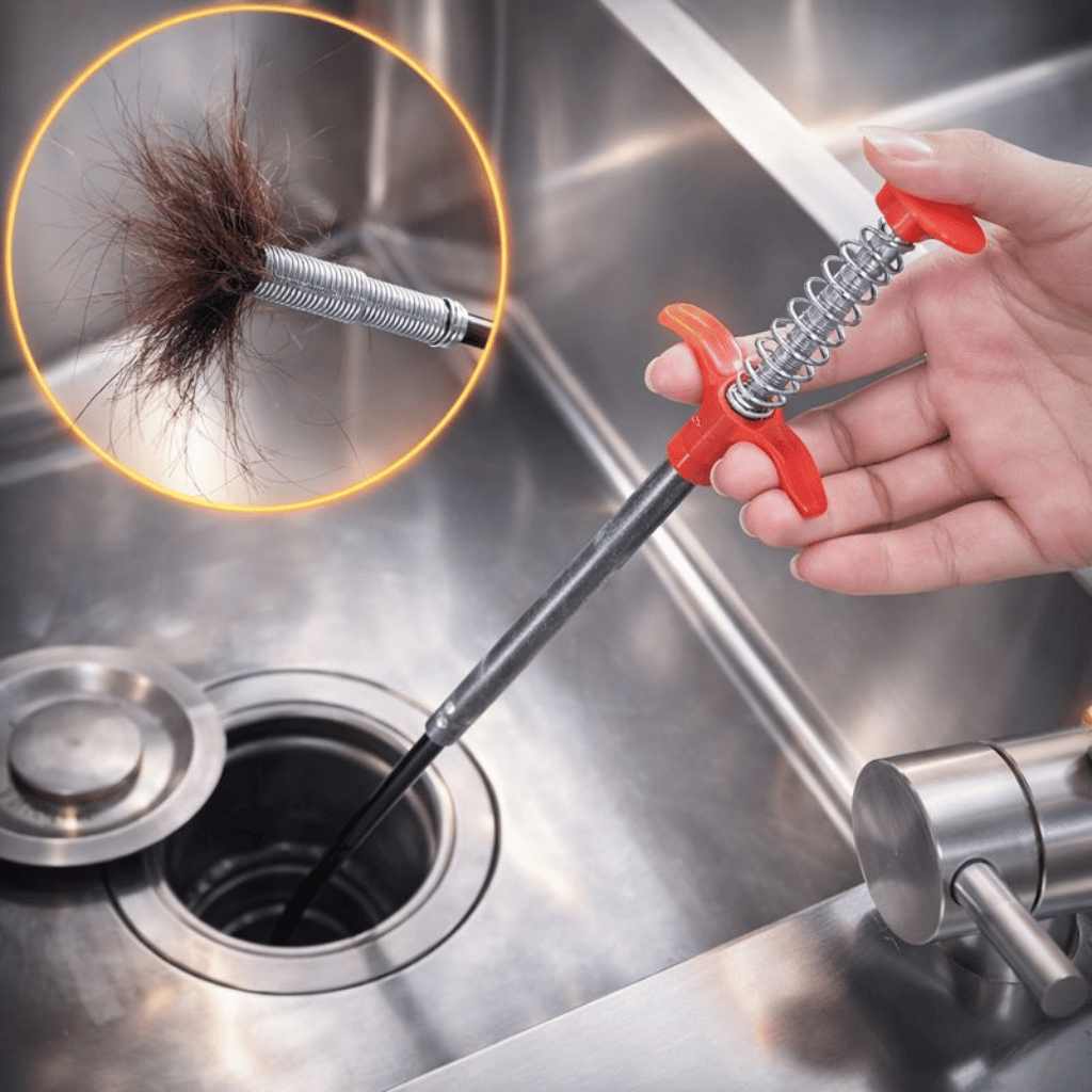 60cm Metal Flexible Wire Brush Drain Cleaner Sink, Sewer & Pipe Dredging Tool