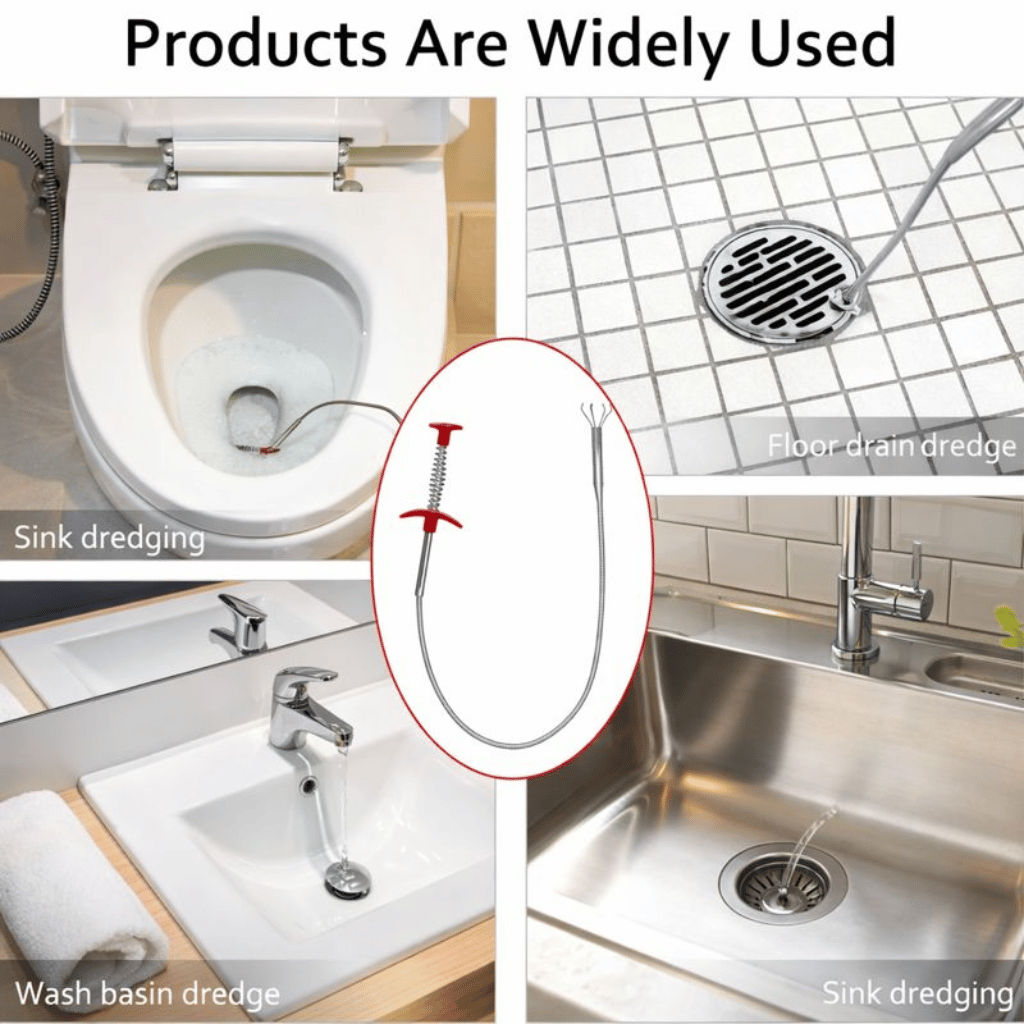 60cm Metal Flexible Wire Brush Drain Cleaner Sink, Sewer & Pipe Dredging Tool